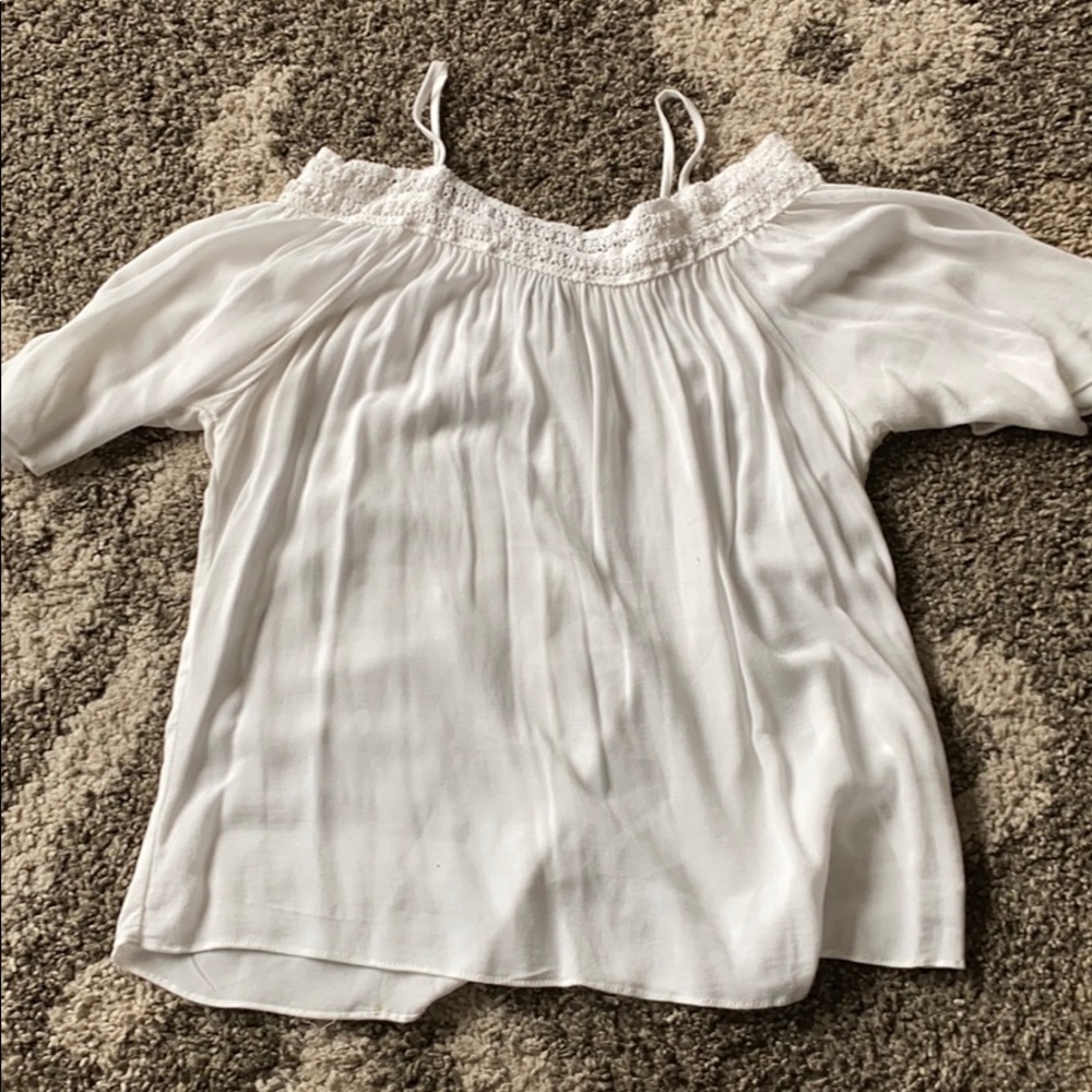White cold shoulder shirt